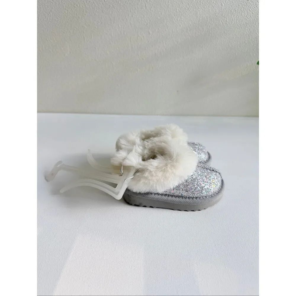 Cat & Jack Toddler Piper Faux Fur Cuff Scuff Slippers size 5